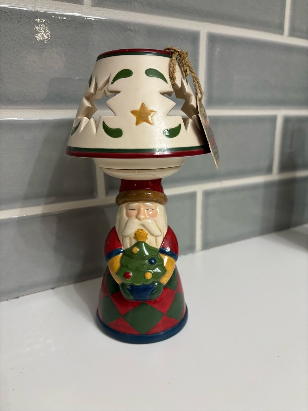 Jim Shore Heartwood Creek Santa tea light candle holder